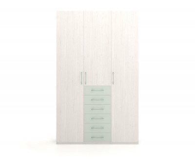 Wardrobe with hinged doors with drawers