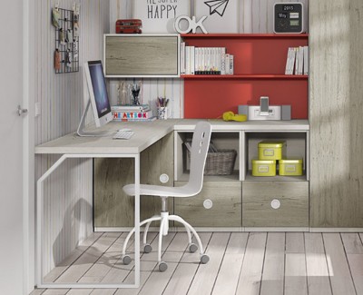 Desk with shelves and drawers