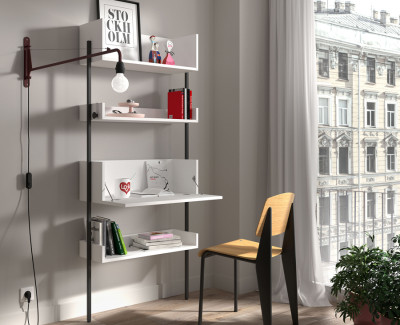 Shelving unit with desk