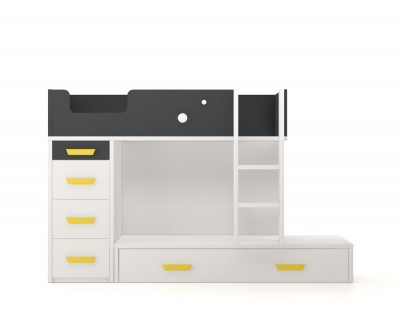 Bunk bed with pull-out bed and 4 drawers