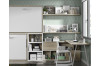 Children's bedroom comprised of folding bunk, desk and shelves