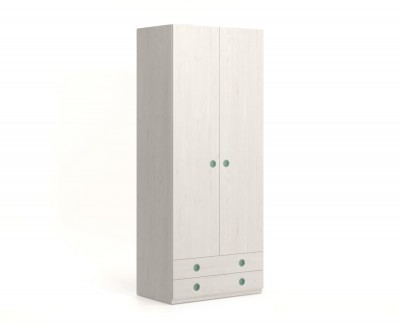 Wardrobe with hinged doors with drawers