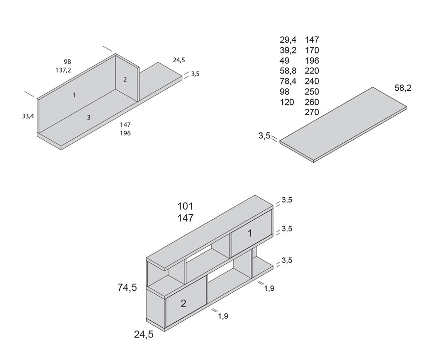 Children's bedroom comprised of folding bunk, desk and shelves